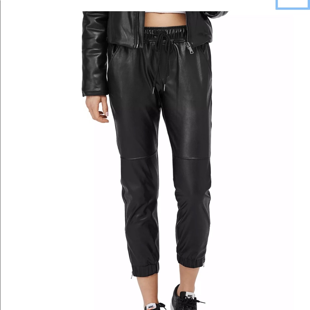 David Lerner Faux Leather Joggers (XS)